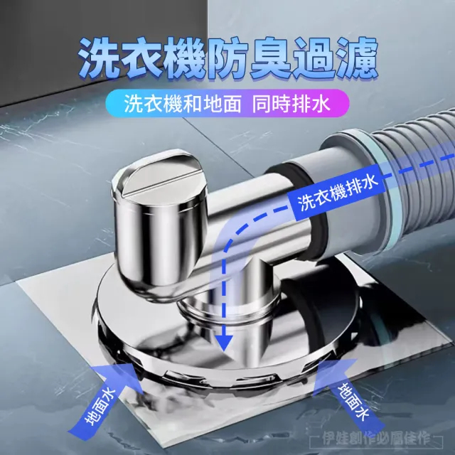 【MUJIE 慕潔】洗衣機下水管雙排水地漏接頭 防臭防溢水(排水蓋 排水轉接頭 分流器)