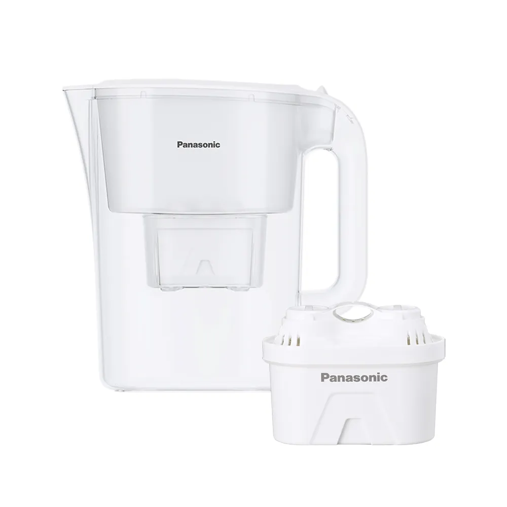 【Panasonic 國際牌】3.5L雙口速淨濾水壺-白 共1壺2芯(TK-CNP55-W)