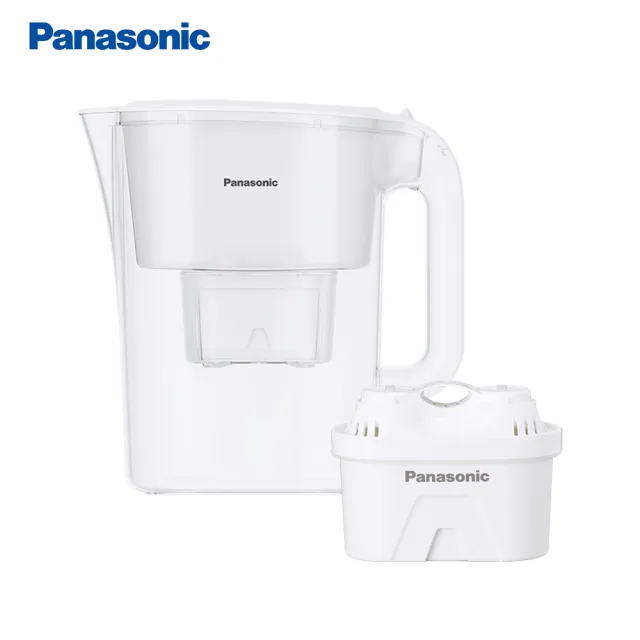 【Panasonic 國際牌】3.5L雙口速淨濾水壺-白 共1壺2芯(TK-CNP55-W)