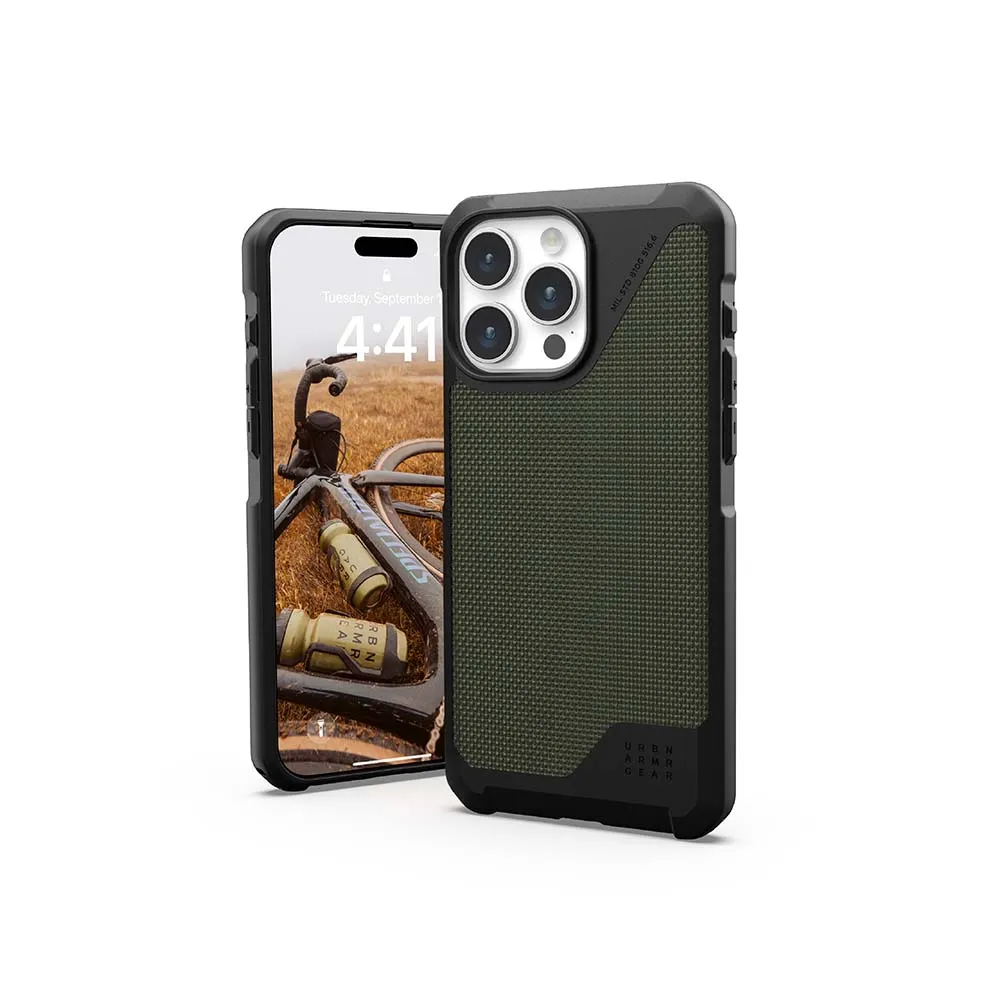 【UAG】iPhone 15 Pro Max 磁吸式耐衝擊保護殼（按鍵式）-軍用綠(支援MagSafe功能)