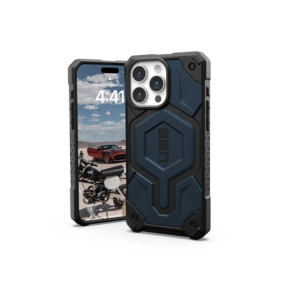 【UAG】iPhone 15 Pro Max 磁吸式頂級版耐衝擊保護殼（按鍵式）-藍(支援MagSafe功能)