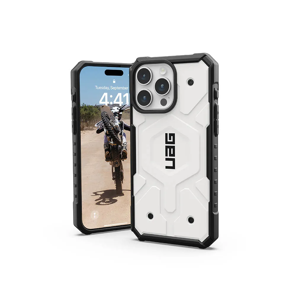 【UAG】iPhone 15 Pro Max 磁吸式耐衝擊保護殼（按鍵式）-白(支援MagSafe功能)