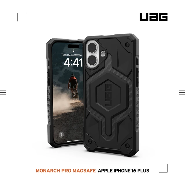 UAG iPhone 16 Plus 磁吸頂級版耐衝擊保護殼-碳黑(支援MagSafe無線充電)