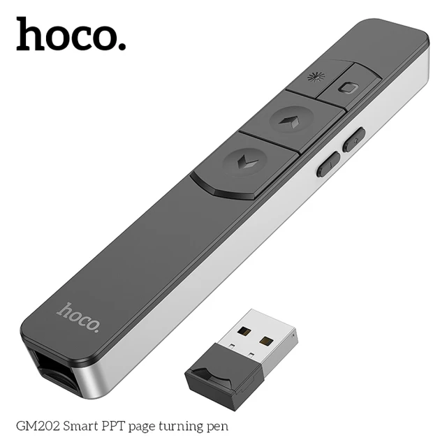 【簡報神器】hoco. GM202 靈動雙模 PPT 翻頁簡報筆推薦:藍牙/2.4G 雙模、Type-C 充電與電量顯示,小資族與學生演講的絕佳高 CP 值首選!