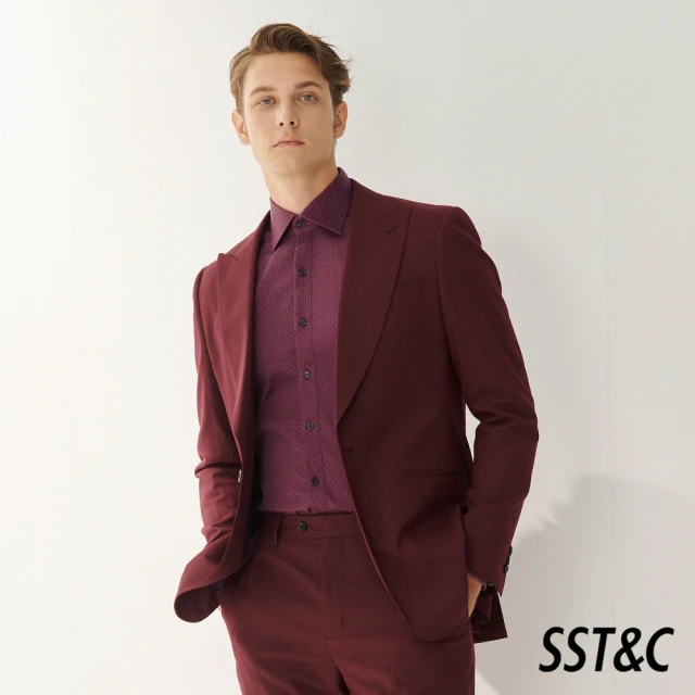 SST&C 經典款酒紅晚宴修身西裝外套00012408008(新品上市)