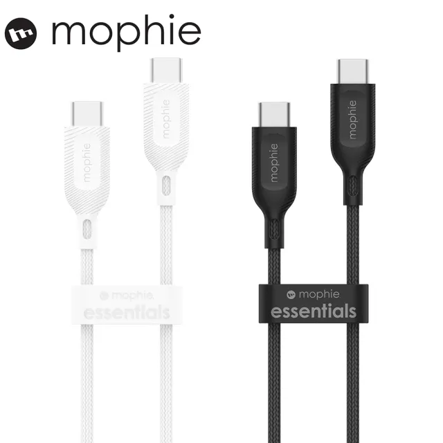 【mophie】essentials USB-C to USB-C 編織數據線 2M 黑/白(Apple官方唯一推薦合作品牌)