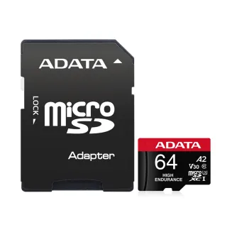 【ADATA 威剛】64G High Endurance microSDXC UHS-I U3/V30/A2 監控/攝影 高耐用記憶卡(耐用10000小時)