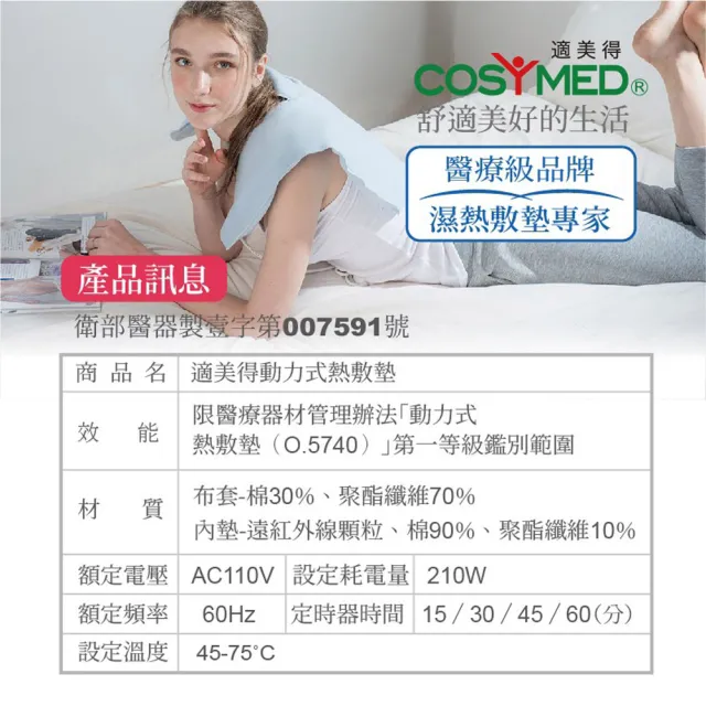 【適美得】COSYMED 熱敷墊珊瑚砂熱敷墊 腰背適用14x27吋(醫療字號核准SH-01非一般保暖電毯二年保固)