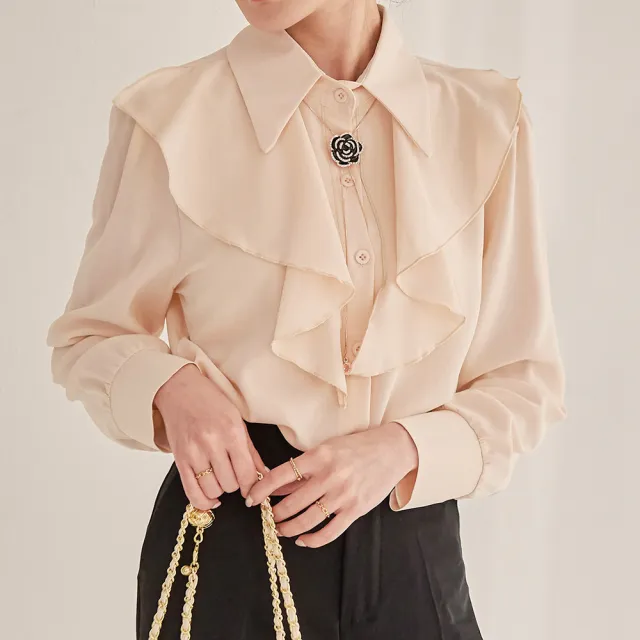 【MYDRESS】大荷葉領飄逸長袖襯衫