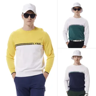 【Lynx Golf】首爾高桿風格！男款半身配色線衫款式大山貓緹花造型長袖POLO衫(三色)