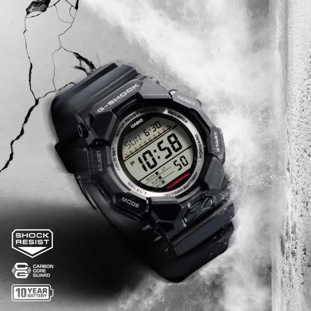 【CASIO 卡西歐】10年電力數位錶 黑 51.9 mm(GD-010-1)
