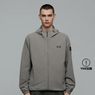 【國家地理服飾官方旗艦】男女同款 ARCHELON 平織全開拉鍊長袖連帽外套 - 卡其色(輕盈高彈性)