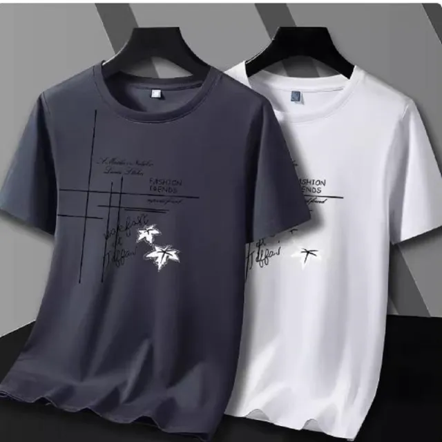 【NBL】現貨買一送一冰絲棉薄款多色印花T恤T0624(潮牌百搭圓領短袖T恤)