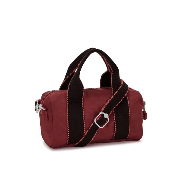【KIPLING】勃根地鐵鏽紅輕巧圓筒手提肩背兩用包-BINA MINI