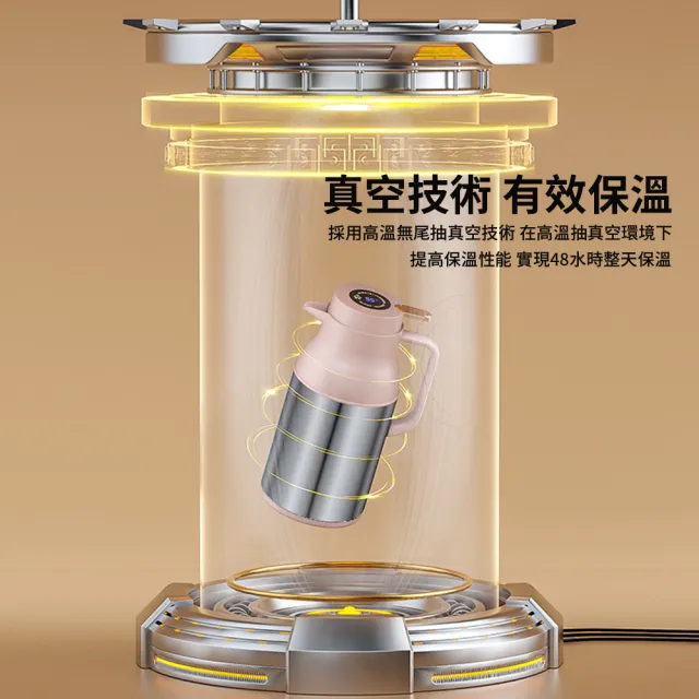 【FAJI】智能顯溫保溫水壺 桌上型不鏽鋼保溫壺 家用暖水瓶 真空保溫瓶 玻璃內膽暖水壺 1.5L  禮物