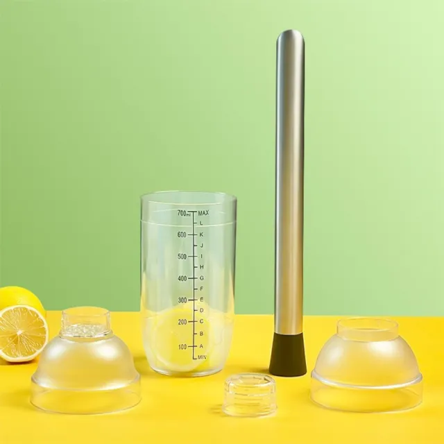【晴安居】加厚型食品級DIY飲料雪克杯 不鏽鋼搗汁棒夏季手搖飲調制杯(1000ml*2)