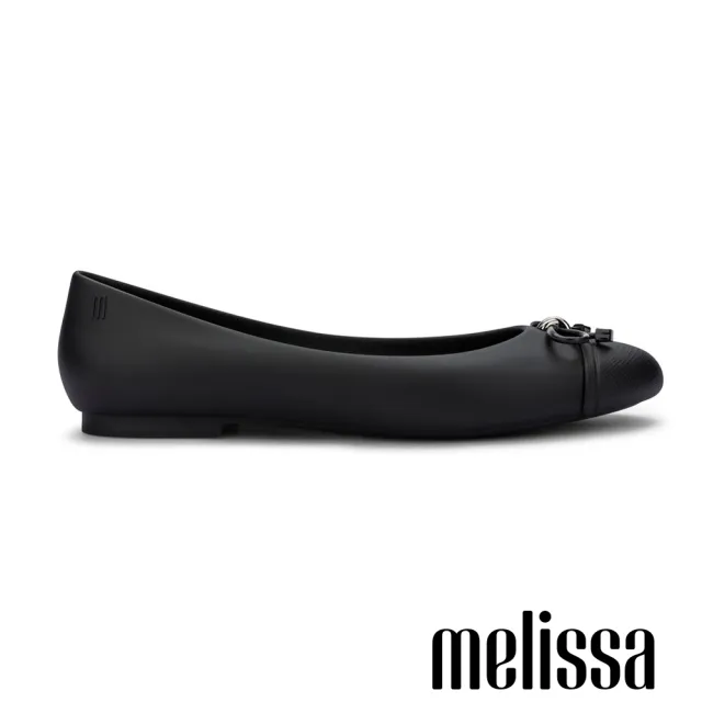 【Melissa】拼接圓頭蝴蝶結娃娃鞋(黑色)