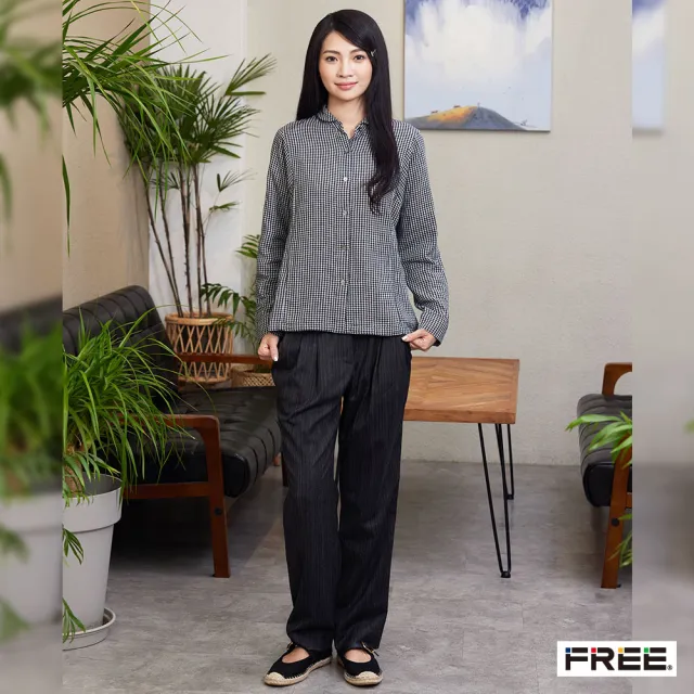 【FREE】進口毛料彈性打褶合身褲(黑色)