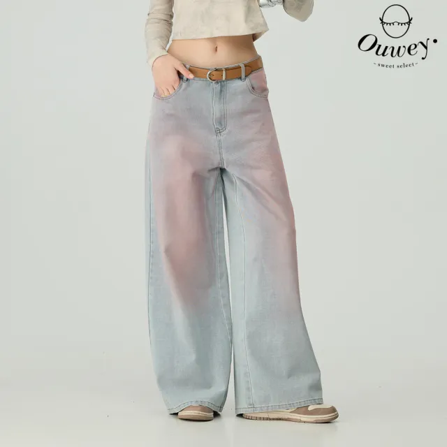 【OUWEY 歐薇】廢土風水洗刷色牛仔褲(淺藍;S-L;3243328639)