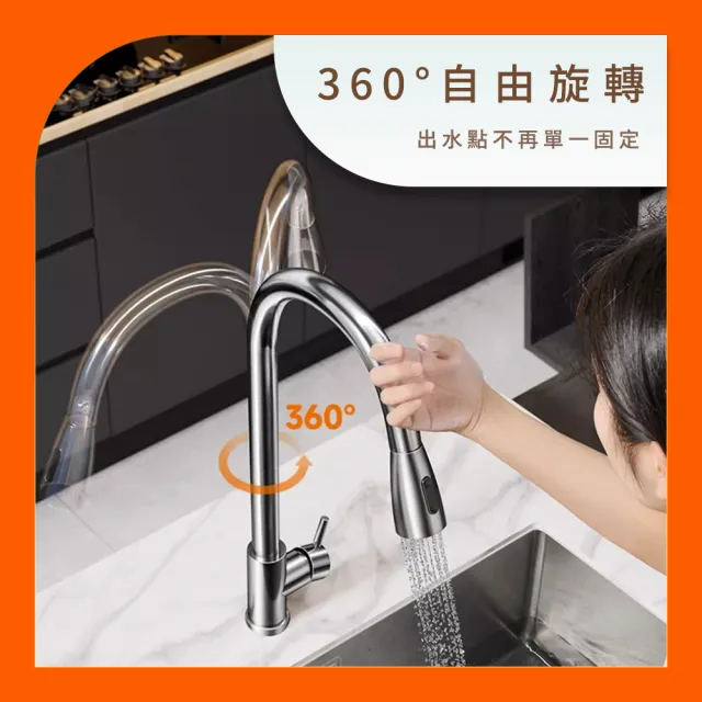 360度水龍頭 伸縮龍頭 抽拉水龍頭 延伸水龍頭 水槽水龍頭 洗菜水龍頭 ☆房水龍頭 立式水龍頭(550-KF304B)