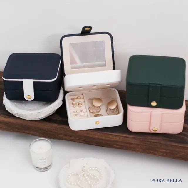 【Porabella】新款隨身攜帶雙層質感首飾盒 飾品收納盒 絨布盒飾品盒 飾品戒指項鍊耳環耳夾收納盒