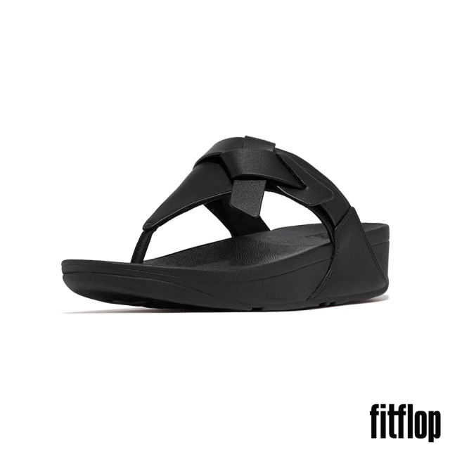 FitFlopFitFlop LULU 紐結造型皮革夾腳涼鞋-女(黑色)