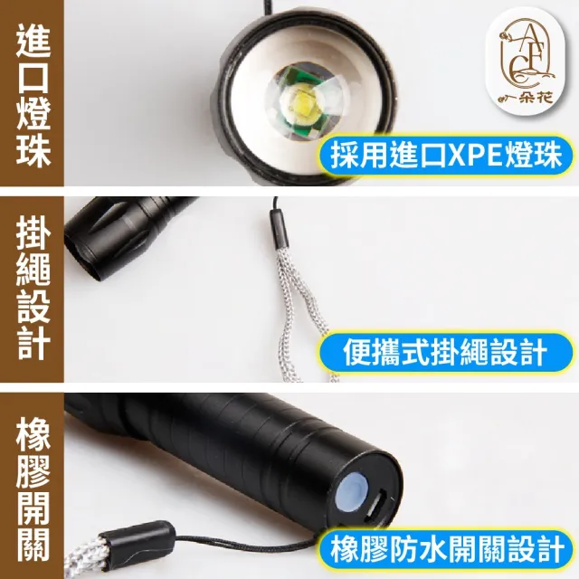 【一朵花汽車百貨】迷你手電筒 五入組 多功能手電筒 防水手電筒 USB充電手電筒 隨身手電筒 應急燈 照明