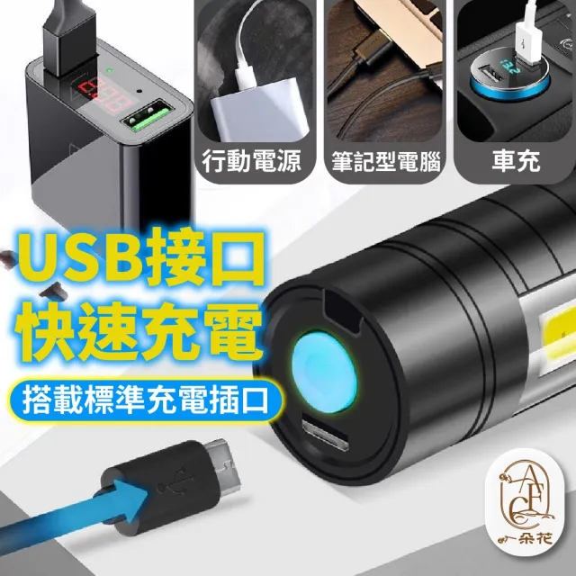 【一朵花汽車百貨】迷你手電筒 五入組 多功能手電筒 防水手電筒 USB充電手電筒 隨身手電筒 應急燈 照明