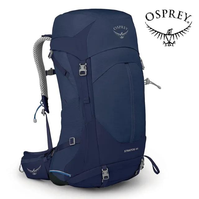 【Osprey】Stratos 44 透氣網架健行登山背包 44L 男款 海鯨藍(登山背包 健行背包 運動背包