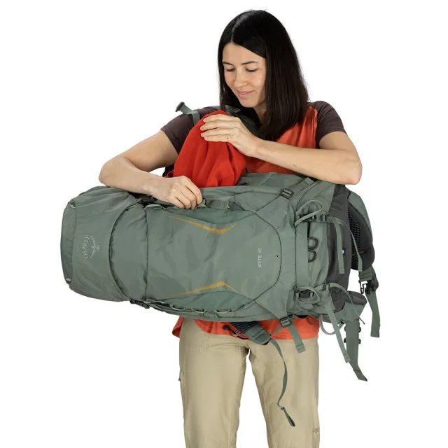 【Osprey】雙11 Kyte 48 輕量登山背包 附背包防水包 套 女款 黑色(健行背包 徙步旅行 登山後背包