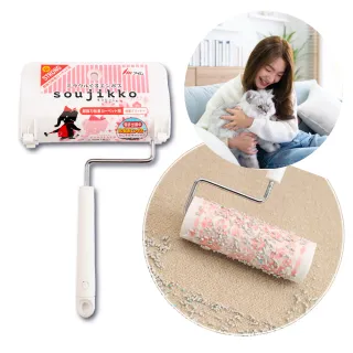 【Soujikko神奇小黑象】除塵隨手黏16cm超強力型短桿組_25撕/卷(黏塵拖滾輪滾筒紙 寵物黏毛 地毯沙發清潔)