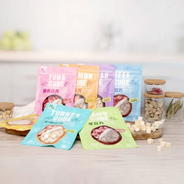【Hyperr 超躍】立方凍乾零食 海陸七味 30g 七件組(寵物零食/貓零食/原肉零食/冷凍乾燥)