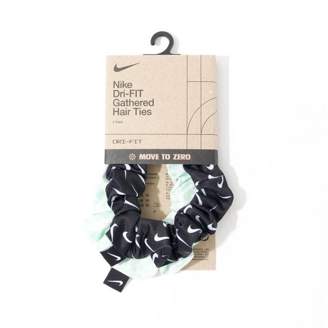 NIKE 耐吉NIKE 耐吉 Gathered 黑綠色 Dri-FIT 髮帶 頭飾 髮圈 2.0 2入 N1002455053OS