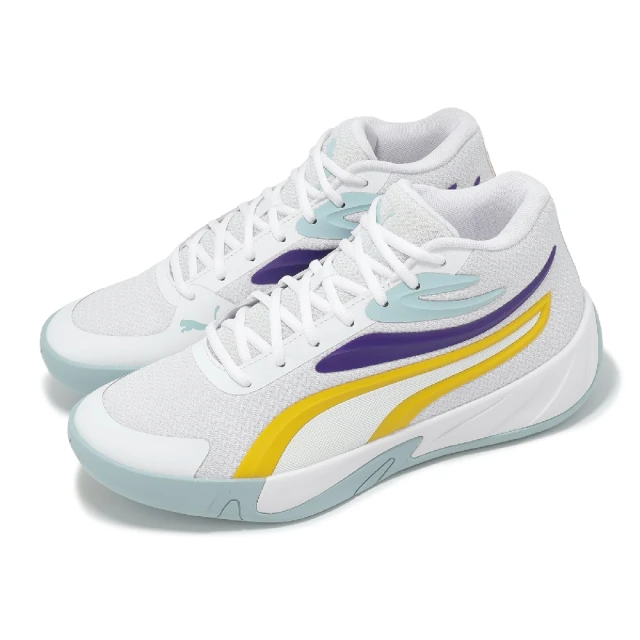 PUMA 籃球鞋 Court Pro 男鞋 白 紫 黃 緩衝 入門款 運動鞋(310829-05)