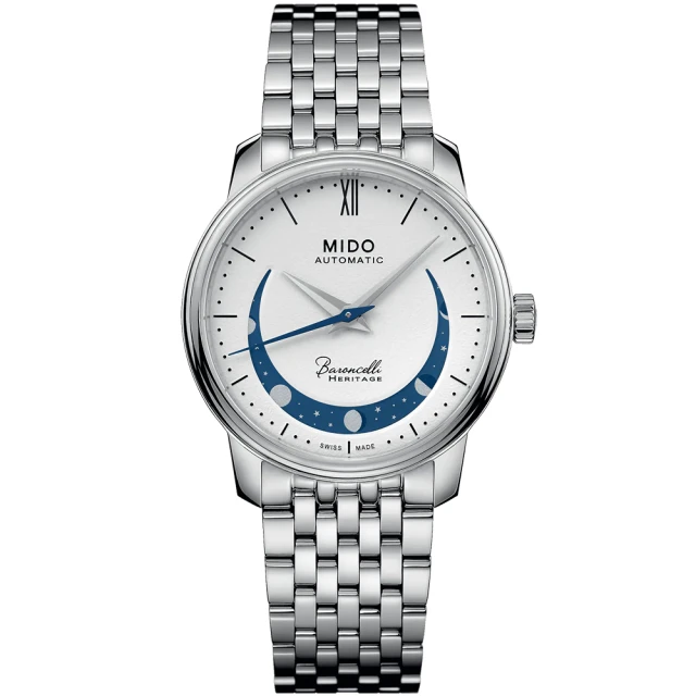 MIDO 美度 官方授權 Baroncelli 永恆系列 微笑月相機械女錶-33mm 中秋賞月(M0272071101001)