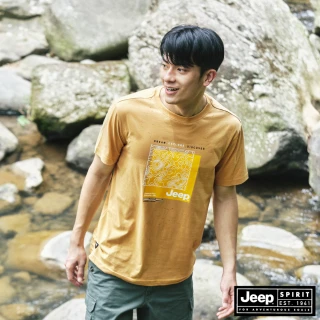 【JEEP】男裝 潮酷印刷純棉短袖T恤(黃色)