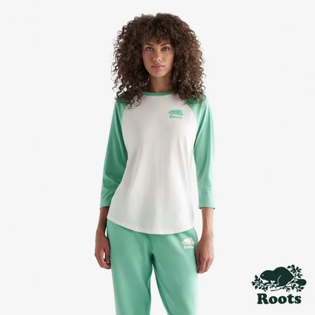 【Roots】Roots女裝- COOPER BASEBALL 長袖上衣(綠色)