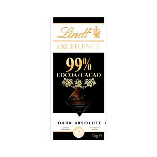 【Lindt 瑞士蓮】極醇系列99%巧克力片 50g(黑巧克力)
