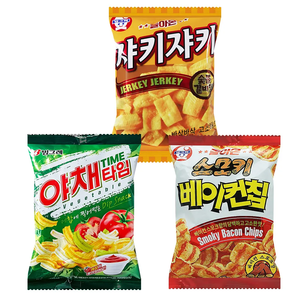 即期品【韓味不二】韓國Binggrae風味餅乾70g/包 煙燻培根/烤肉風味/蔬菜(有效期限:2025.01.08)