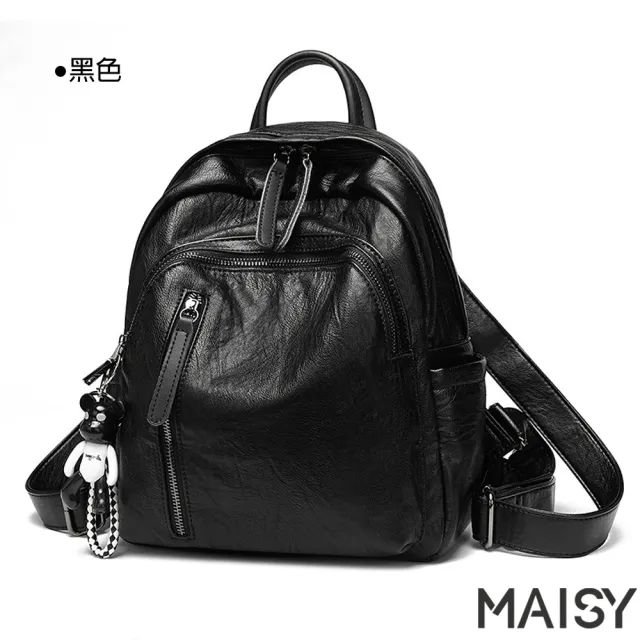 【MAISY】時尚多隔層大容量雙肩後背包(現+預  粉色 / 灰色 / 黑色)