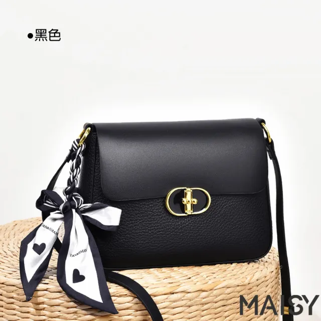 【MAISY】質感絲巾配色肩背小方包 斜背包(現+預 卡其色 / 黑色)