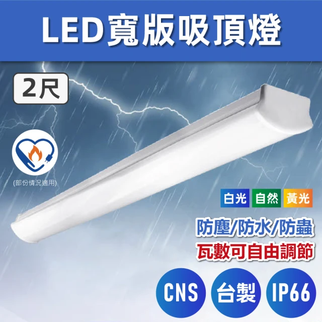 E極亮 LED 2尺 防水三防燈 吸頂燈 1入組(LED 一體式吸頂燈)