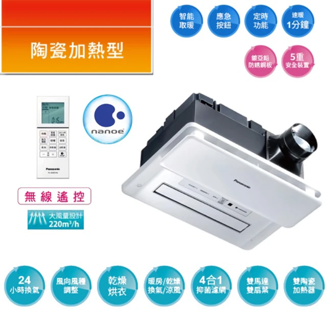 Panasonic 國際牌 FV-40BE3W 除菌暖風乾燥機 220V 無線遙控型 陶瓷加熱(FV-40BE3W)