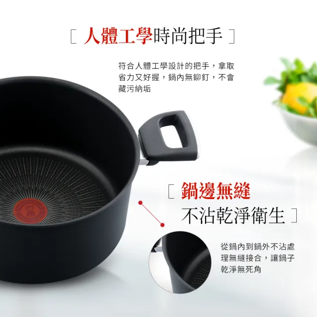 【Tefal 特福】法國製極上御藏系列24CM不沾鍋雙耳湯鍋-加蓋(IH爐可用鍋/電磁爐適用)