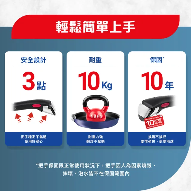 【Tefal 特福】法國製巧變精靈系列可拆式不沾鍋3件組-石墨灰(IH爐可用鍋/電磁爐適用)