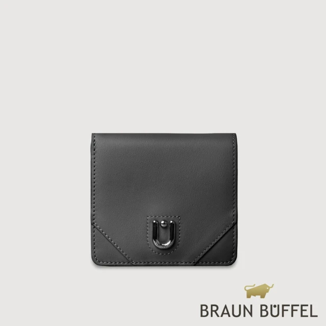 BRAUN BUFFEL 德國小金牛 台灣總代理 阿莉亞 7卡兩折短夾-黑色(BF843-403-BK)