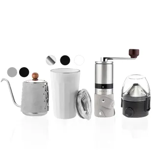 【PO:】不鏽鋼陶瓷塗層保溫咖啡杯組(棱角保溫杯460ml/磨豆機/咖啡濾網/手沖壺/多色可選)