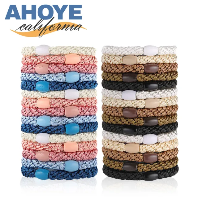 【AHOYE】編織高彈力髮圈 加粗款15入(髮飾 髮束 頭飾 髮繩)