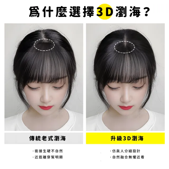 【打造頭包臉】輕薄3D自然棕黑小臉法式瀏海(頭頂補☆片 仿真☆縫  高顱頂 中分 隱形無痕 顯臉小 黑髮)