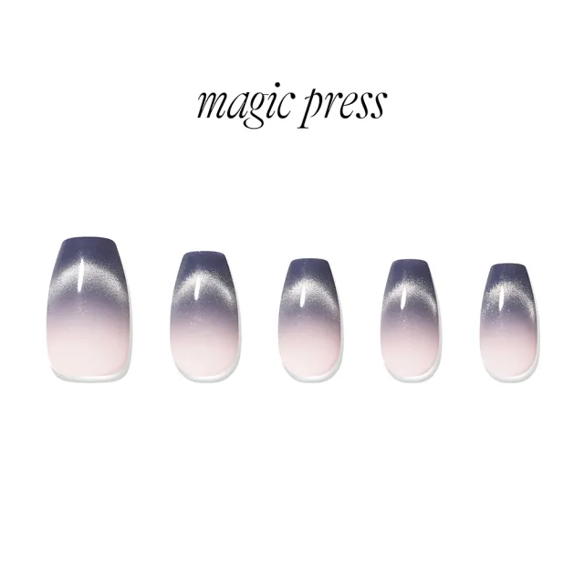 【DASHING DIVA】MAGICPRESS 時尚潮流美甲片_霧藍星空(梯形款 法式貓眼)